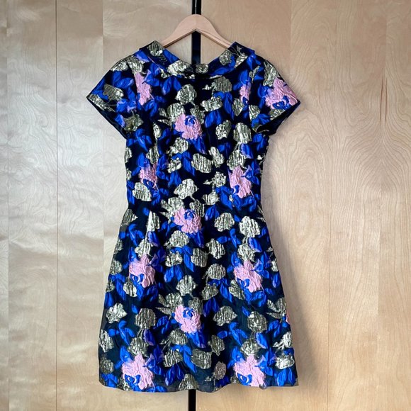 Mark + James Badgley Mischka Metallic Floral Jacquard Fit & Flare Dress - Picture 3 of 15